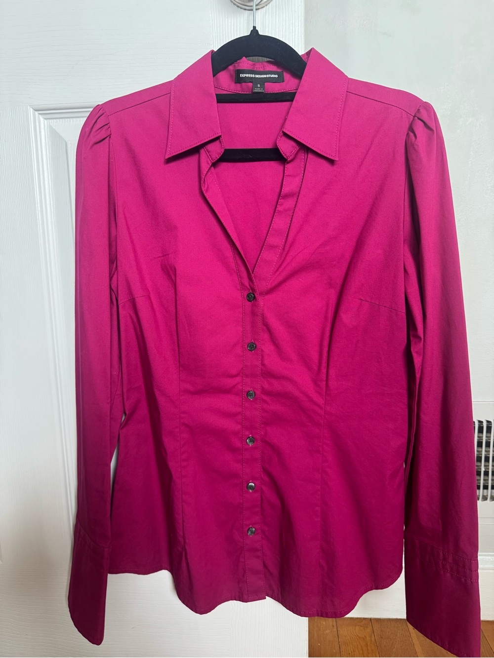 NWOT Express Hot Pink Crewneck Dress Shirt